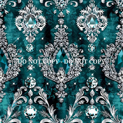 TEAL JEWELED DAMASK - MULTIPLE VARIATIONS