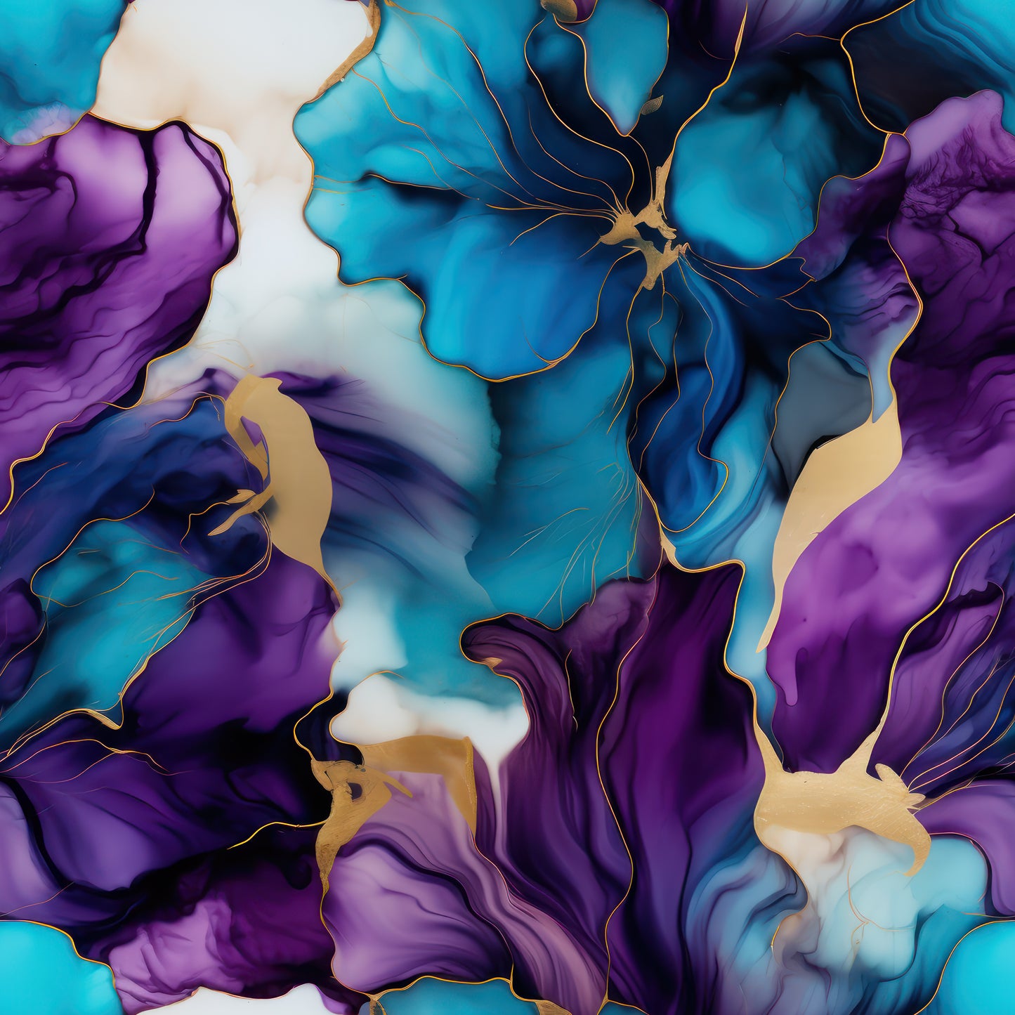 PURPLE AND BLUE FLORAL ALCOHOL INK VINYL - MULTIPLE VARIATIONS