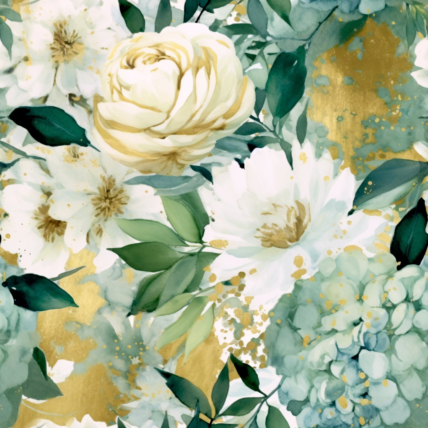 GREEN FLORAL PAINT - MULTIPLE VARIATIONS