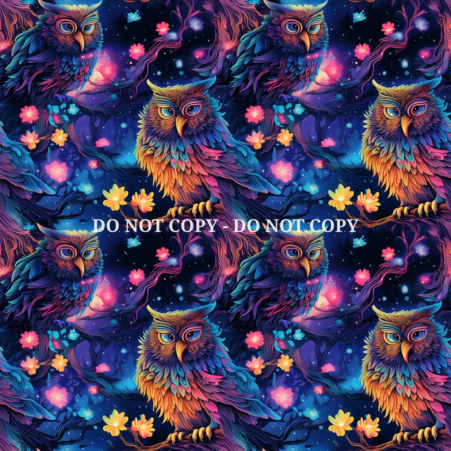 NEON OWL PATTERN VINYL - MULTIPLE VARIATIONS