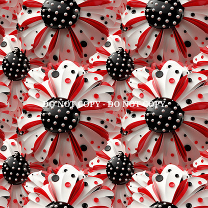 LADYBUG FLOWERS PATTERN VINYL - MULTIPLE VARIATIONS