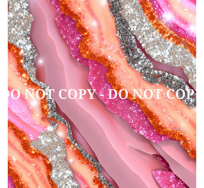 ORANGE AND PINK GLAM AGATE PATTERN VINYL - MULTIPLE VARIATIONS