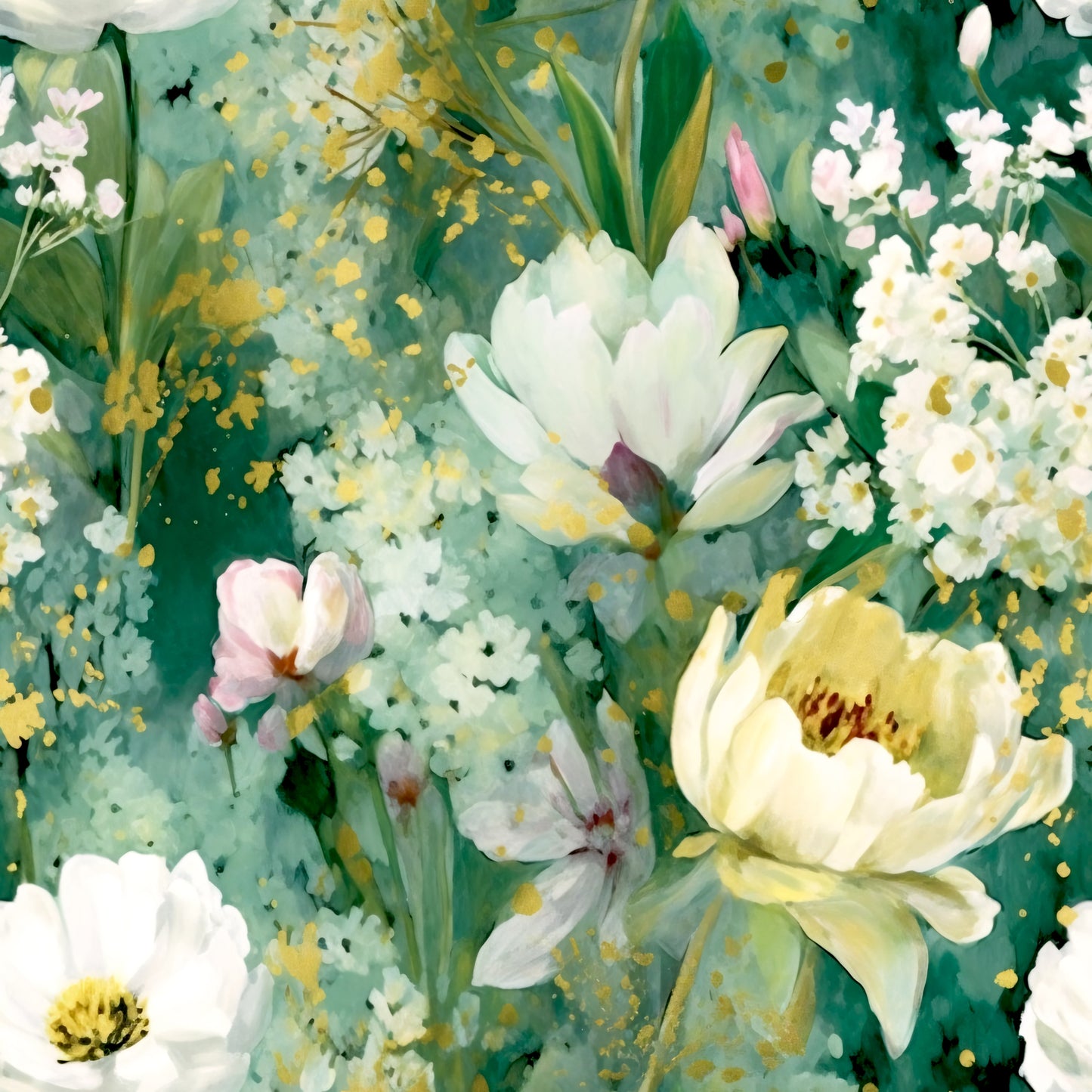 GREEN FLORAL PAINT - MULTIPLE VARIATIONS