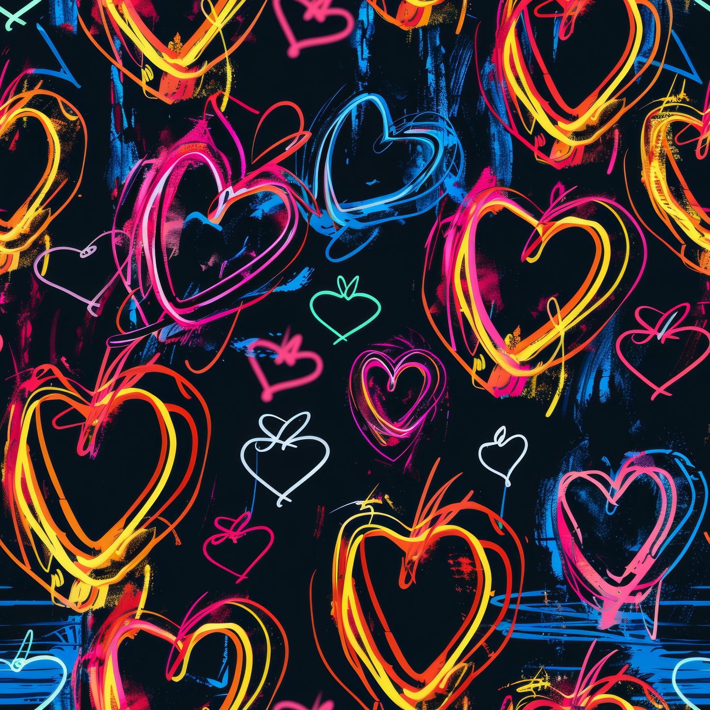 NEON GRAFFITI HEARTS PATTERN VINYL - MULTIPLE VARIATIONS