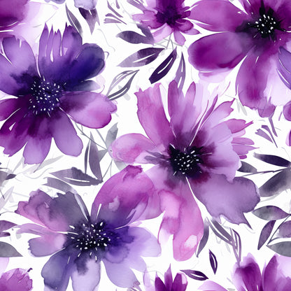 PURPLE WATERCOLOR FLOWERS VINYL - MULTIPLE VARIATIONS