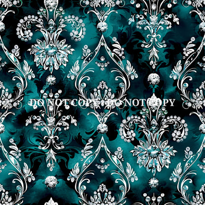 TEAL JEWELED DAMASK - MULTIPLE VARIATIONS