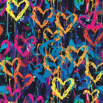 NEON GRAFFITI HEARTS PATTERN VINYL - MULTIPLE VARIATIONS