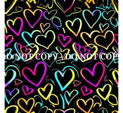 NEON GRAFFITI HEARTS PATTERN VINYL - MULTIPLE VARIATIONS