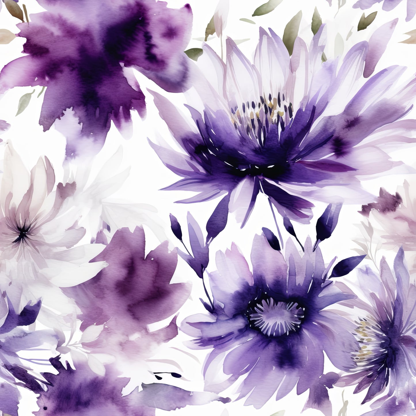 PURPLE WATERCOLOR FLOWERS VINYL - MULTIPLE VARIATIONS