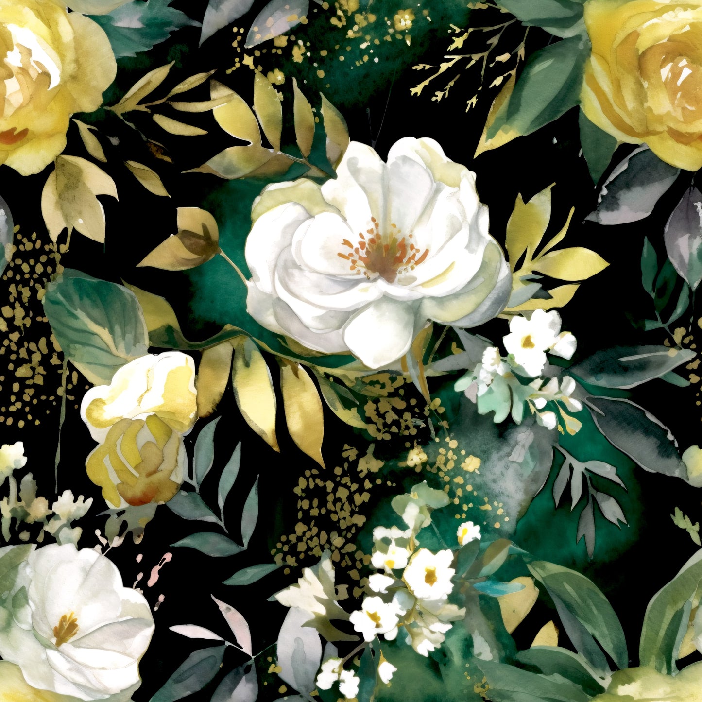 GREEN FLORAL PAINT - MULTIPLE VARIATIONS