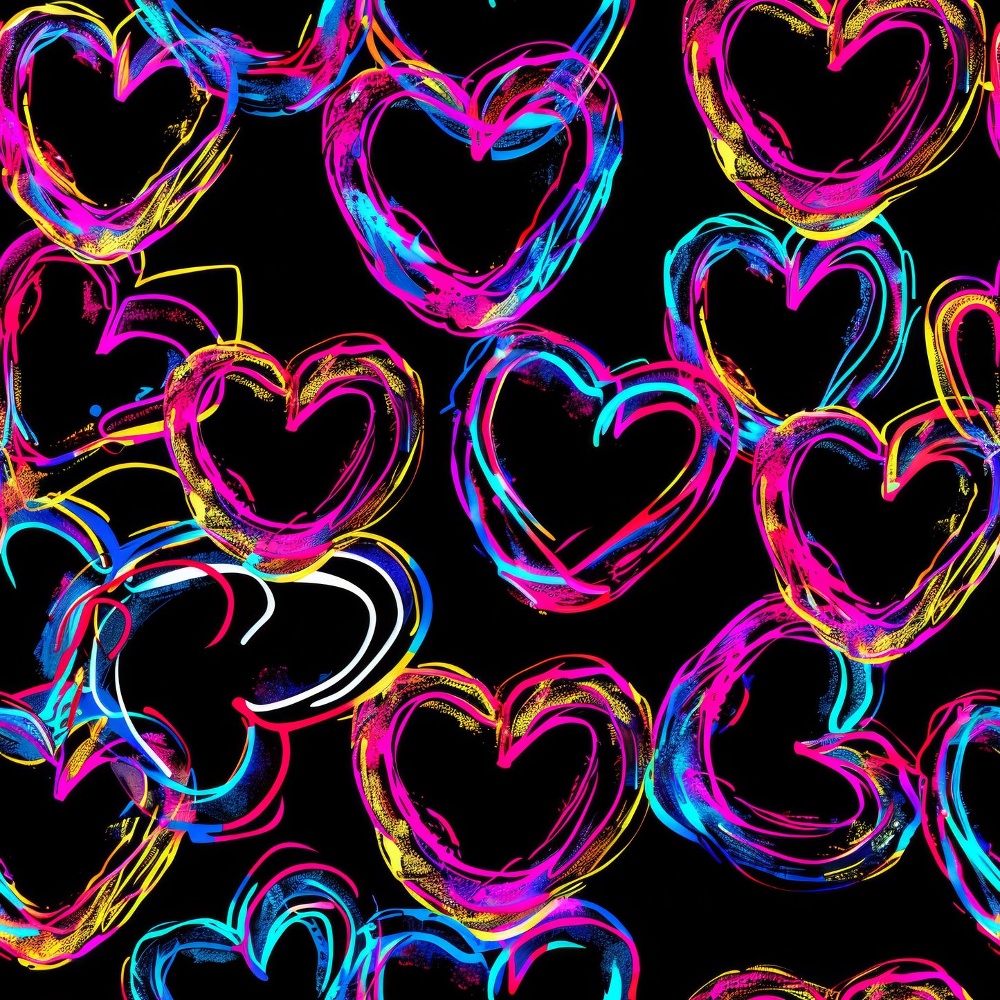 NEON GRAFFITI HEARTS PATTERN VINYL - MULTIPLE VARIATIONS