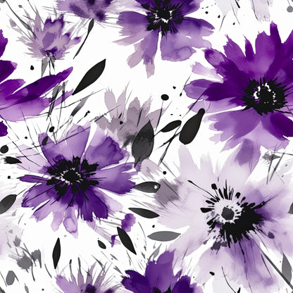 PURPLE WATERCOLOR FLOWERS VINYL - MULTIPLE VARIATIONS