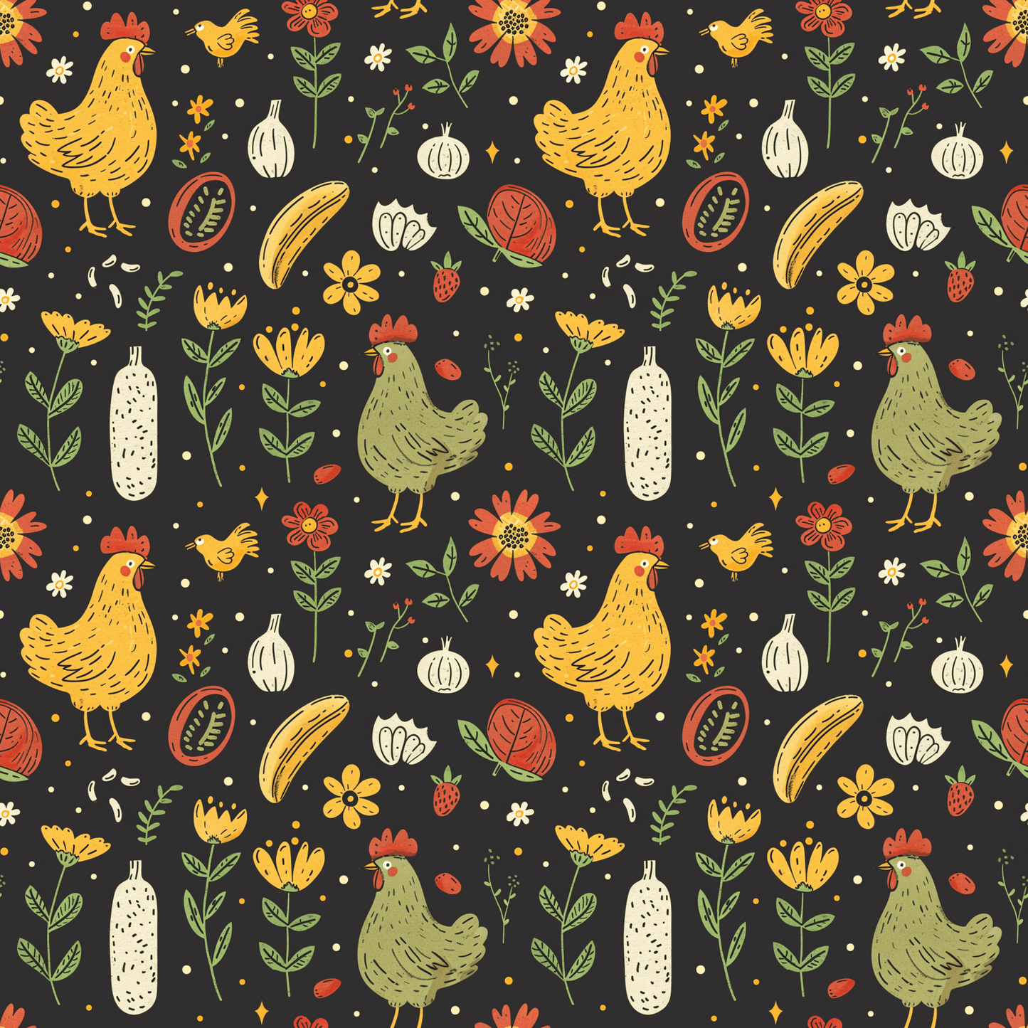 FARM CHICKENS PATTERN VINYL - MULTIPLE VARIATIONS