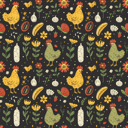 FARM CHICKENS PATTERN VINYL - MULTIPLE VARIATIONS