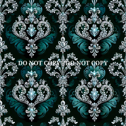 TEAL JEWELED DAMASK - MULTIPLE VARIATIONS