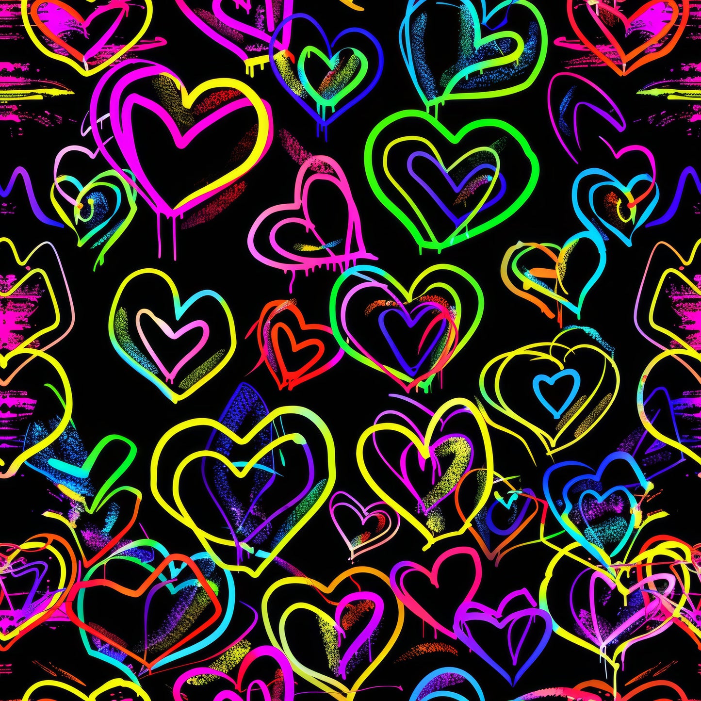 NEON GRAFFITI HEARTS PATTERN VINYL - MULTIPLE VARIATIONS