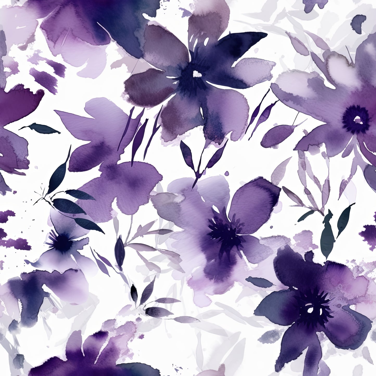 PURPLE WATERCOLOR FLOWERS VINYL - MULTIPLE VARIATIONS