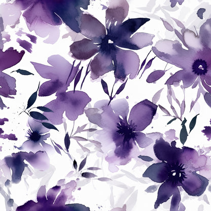 PURPLE WATERCOLOR FLOWERS VINYL - MULTIPLE VARIATIONS