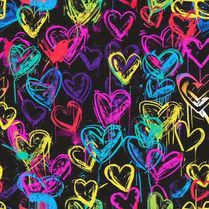 NEON GRAFFITI HEARTS PATTERN VINYL - MULTIPLE VARIATIONS