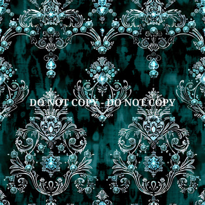 TEAL JEWELED DAMASK - MULTIPLE VARIATIONS
