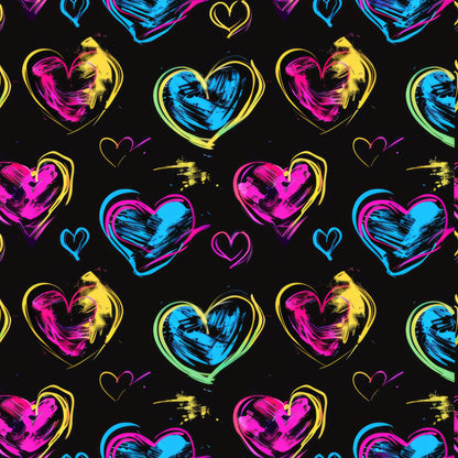 NEON GRAFFITI HEARTS PATTERN VINYL - MULTIPLE VARIATIONS