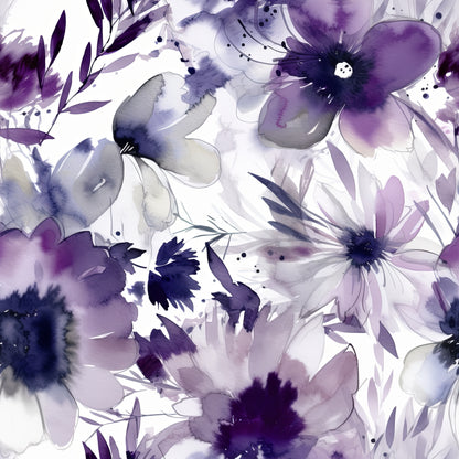 PURPLE WATERCOLOR FLOWERS VINYL - MULTIPLE VARIATIONS