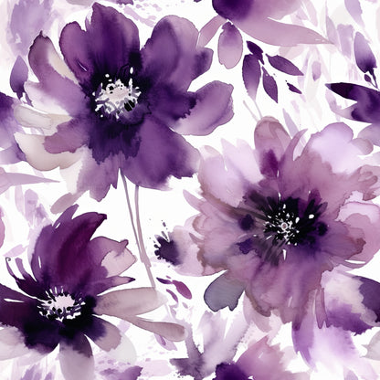 PURPLE WATERCOLOR FLOWERS VINYL - MULTIPLE VARIATIONS