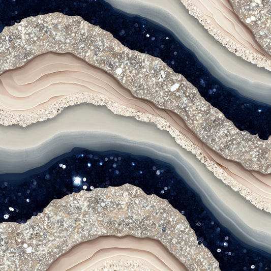 NAVY AND IVORY GLAM AGATE PATTERN VINYL - MULTIPLE VARIATIONS