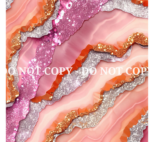 ORANGE AND PINK GLAM AGATE PATTERN VINYL - MULTIPLE VARIATIONS