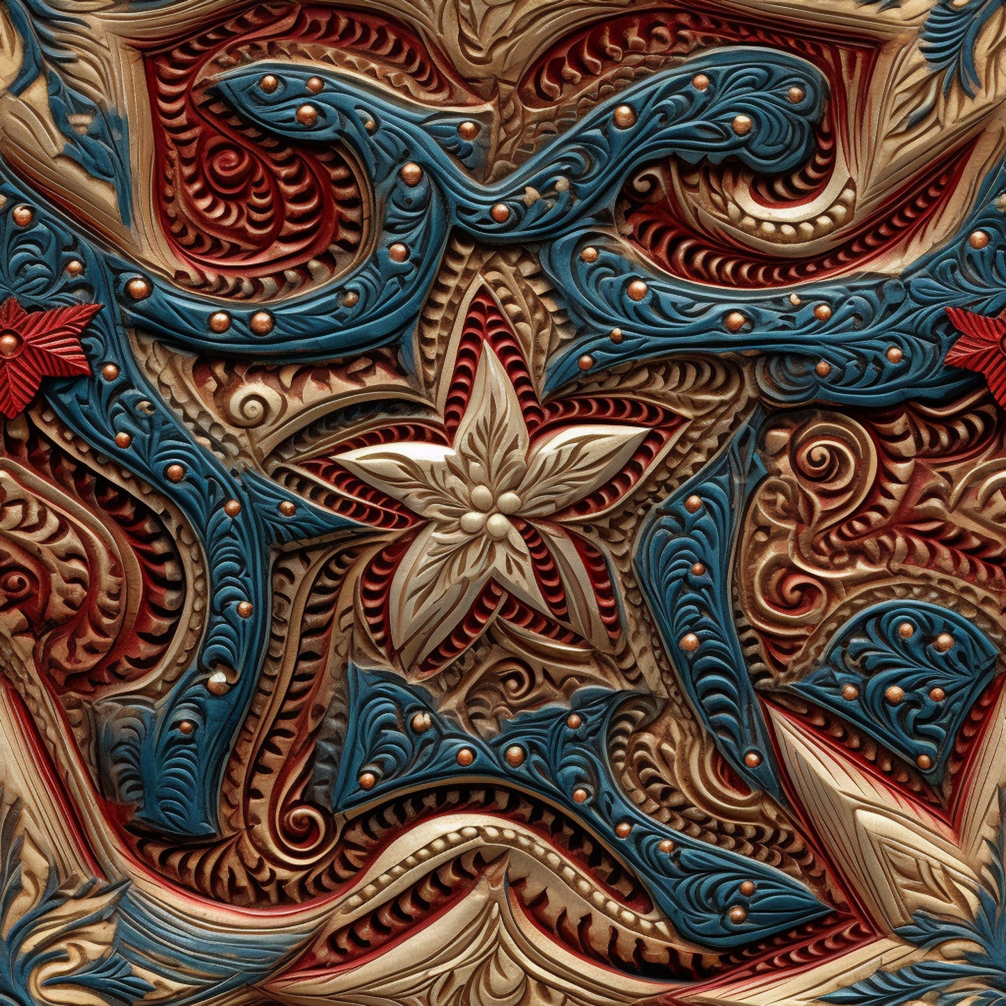 RED WHITE AND BLUE CARVED WOOD  - MULTIPLE VARIATIONS