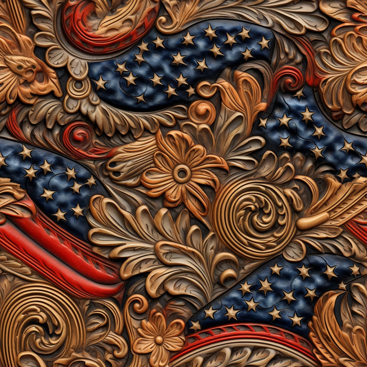 RED WHITE AND BLUE CARVED WOOD  - MULTIPLE VARIATIONS