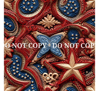 RED WHITE AND BLUE CARVED WOOD  - MULTIPLE VARIATIONS