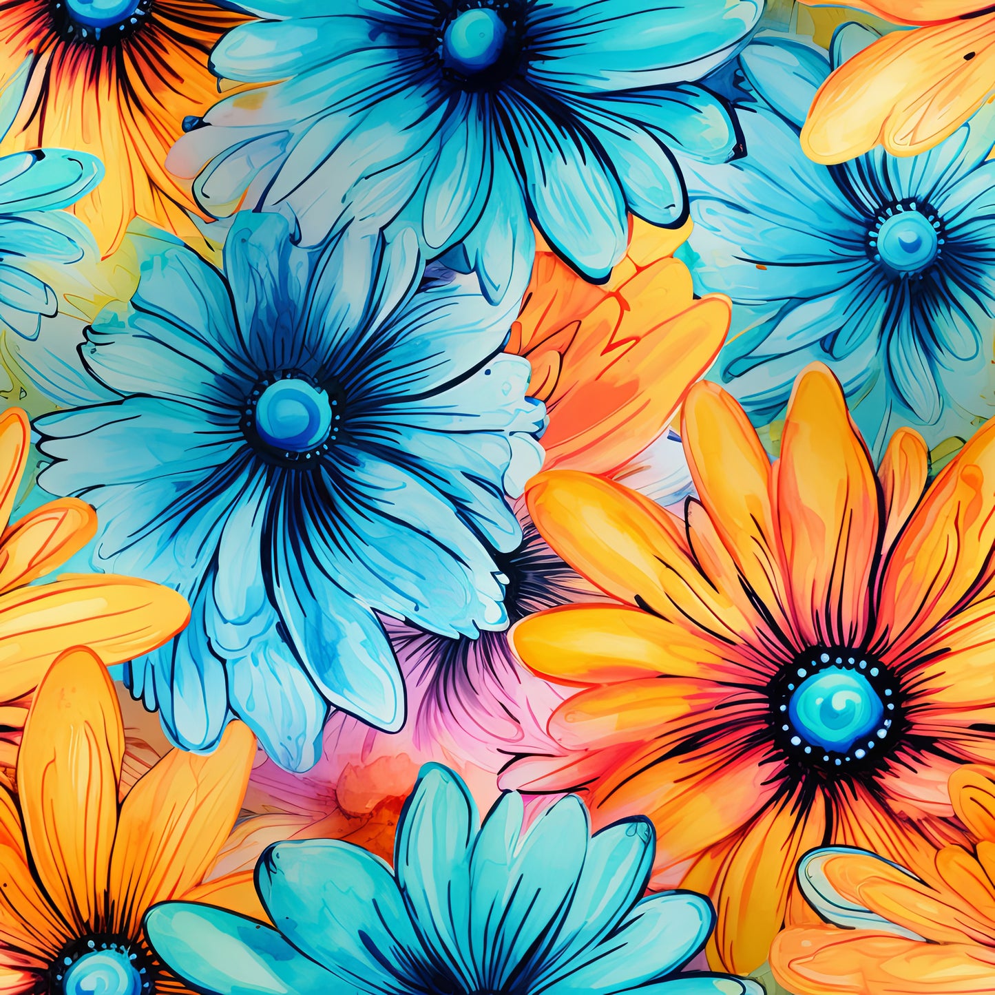 TIE DYE FLOWERS VINYL - MULTIPLE VARIATIONS