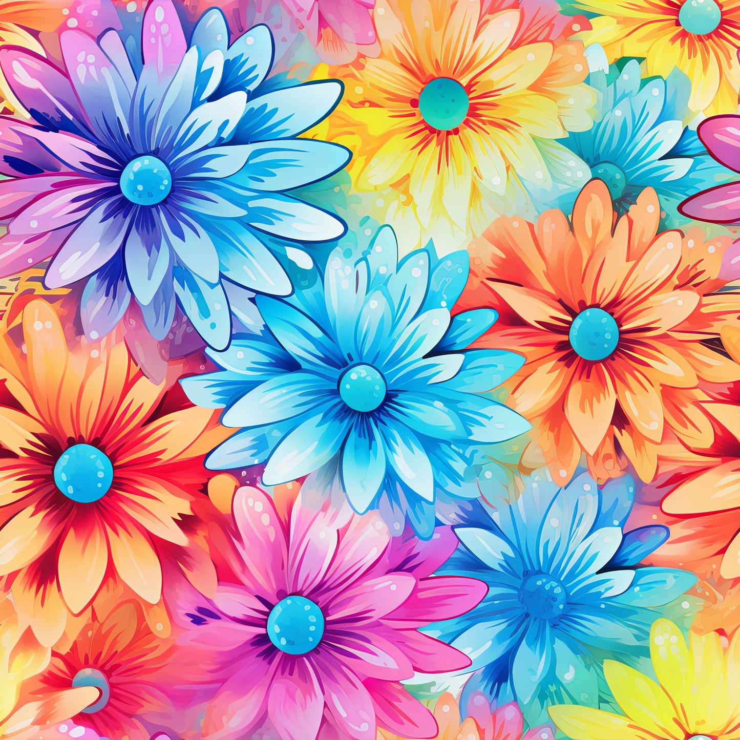 TIE DYE FLOWERS VINYL - MULTIPLE VARIATIONS