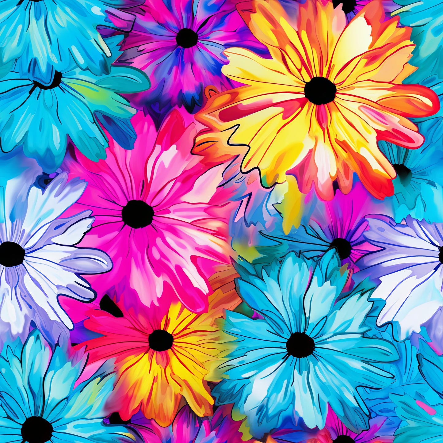 TIE DYE FLOWERS VINYL - MULTIPLE VARIATIONS