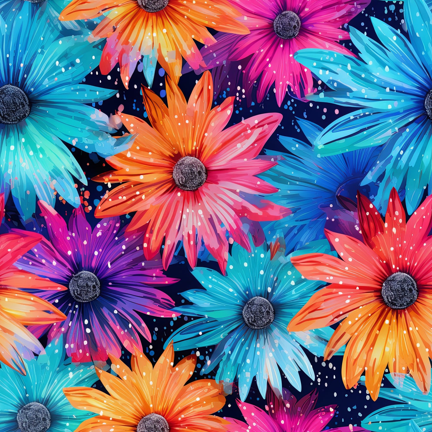 TIE DYE FLOWERS VINYL - MULTIPLE VARIATIONS