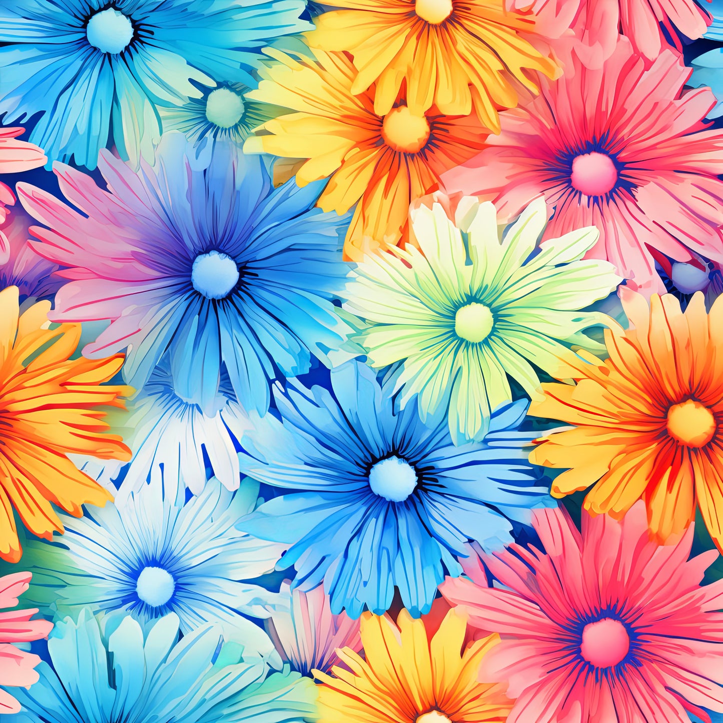 TIE DYE FLOWERS VINYL - MULTIPLE VARIATIONS