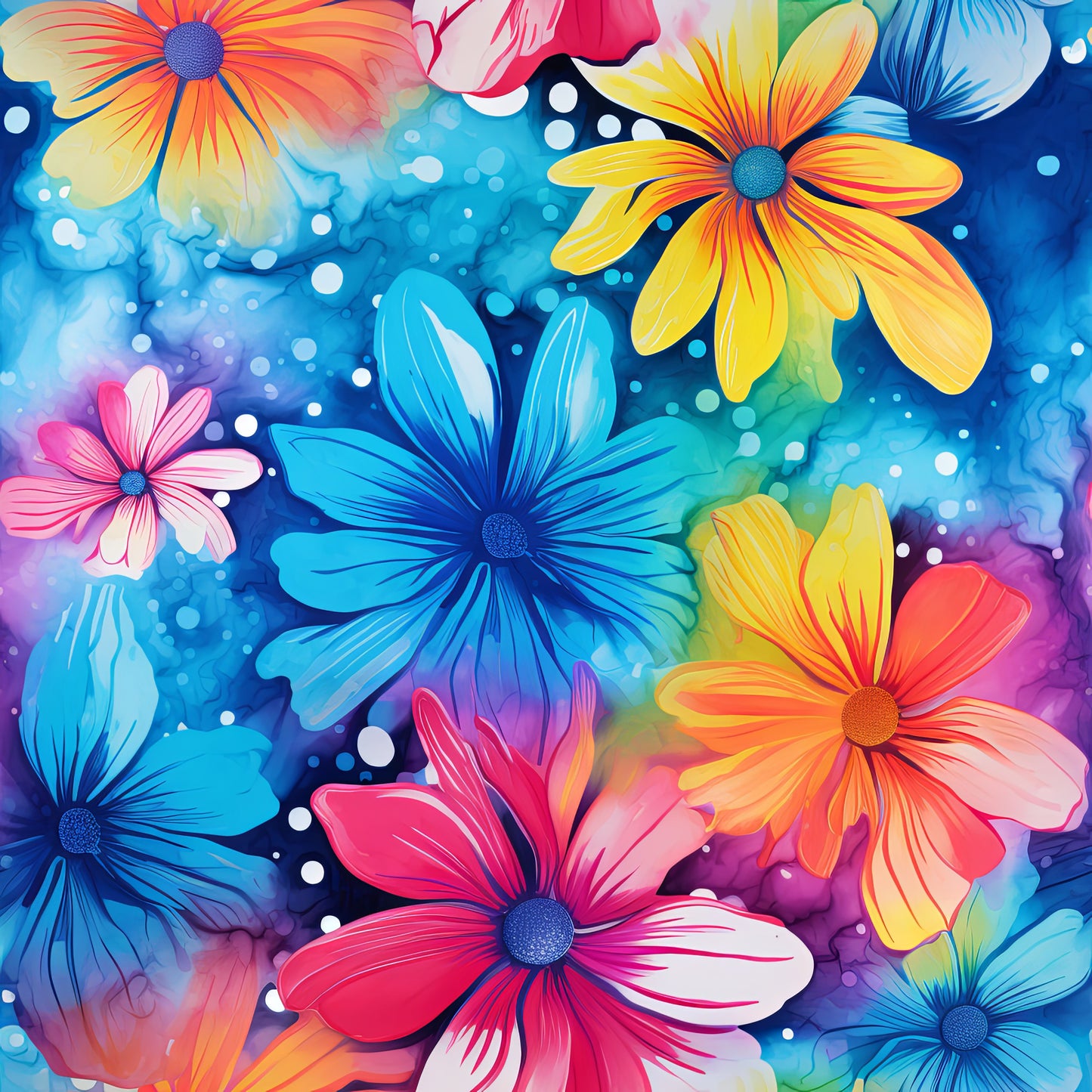 TIE DYE FLOWERS VINYL - MULTIPLE VARIATIONS