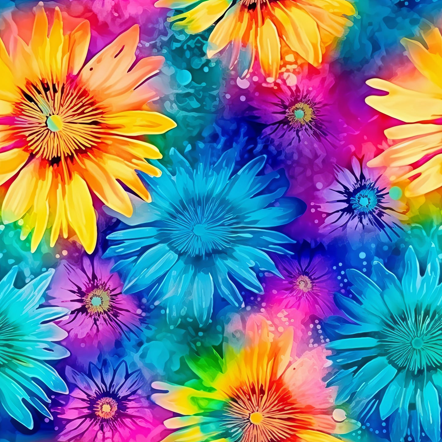TIE DYE FLOWERS VINYL - MULTIPLE VARIATIONS