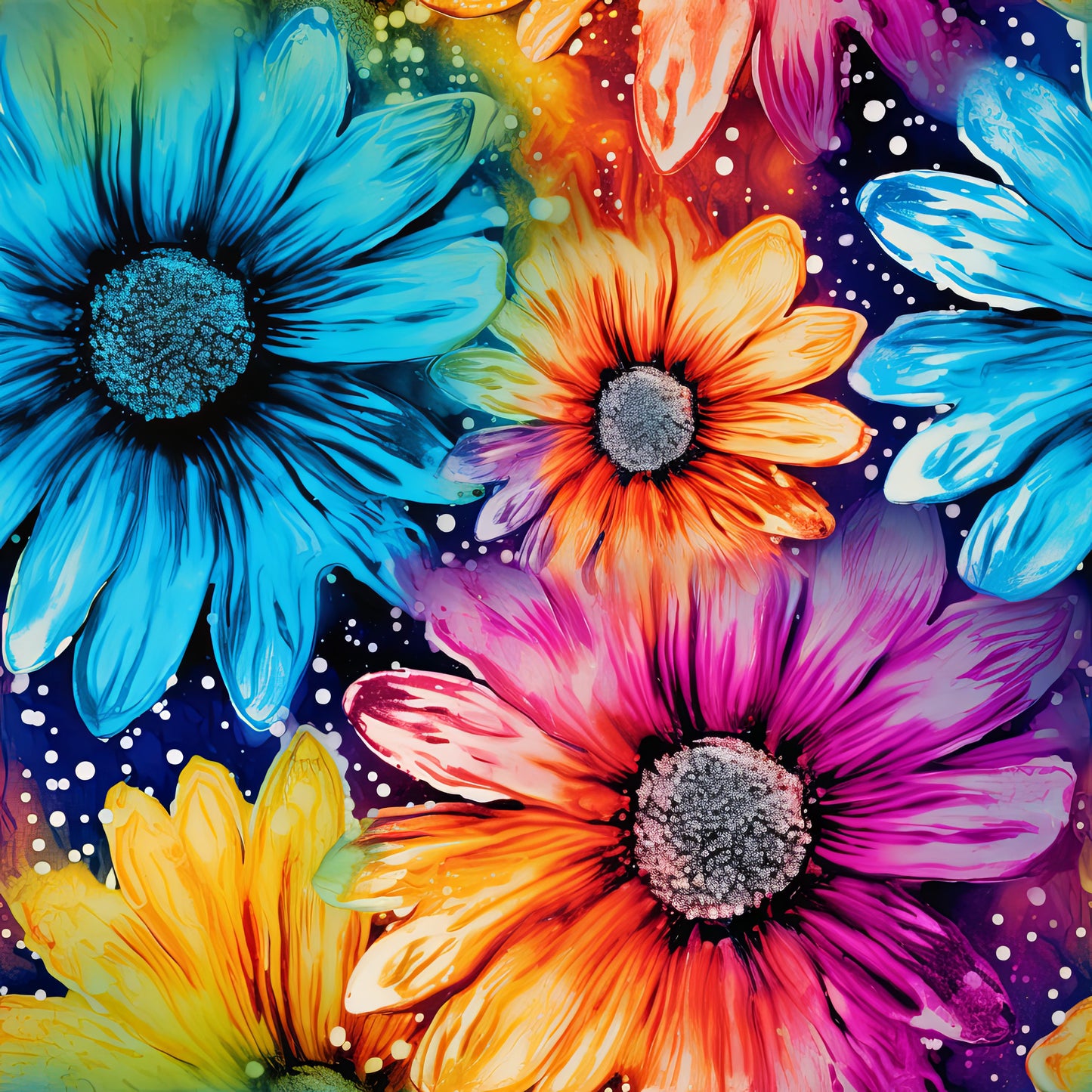 TIE DYE FLOWERS VINYL - MULTIPLE VARIATIONS