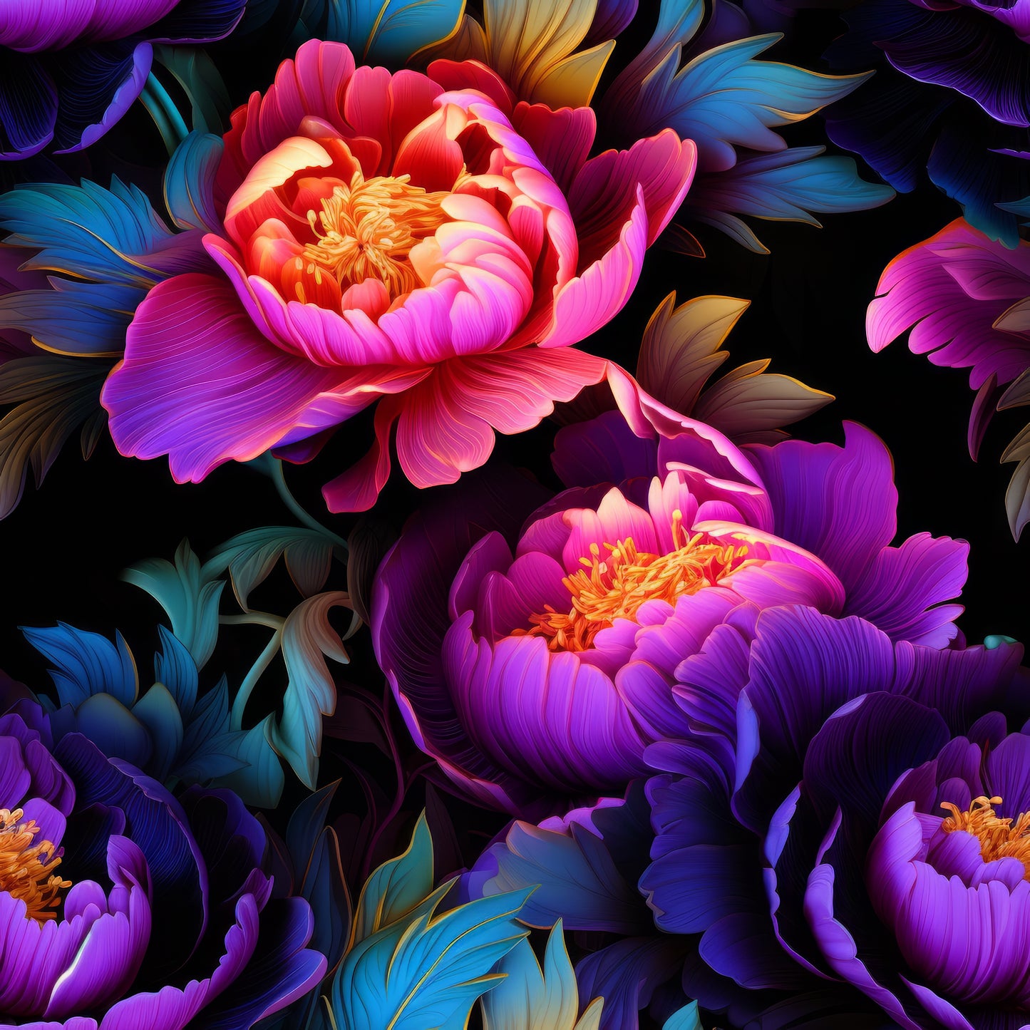 NEON PEONIES - MULTIPLE VARIATIONS