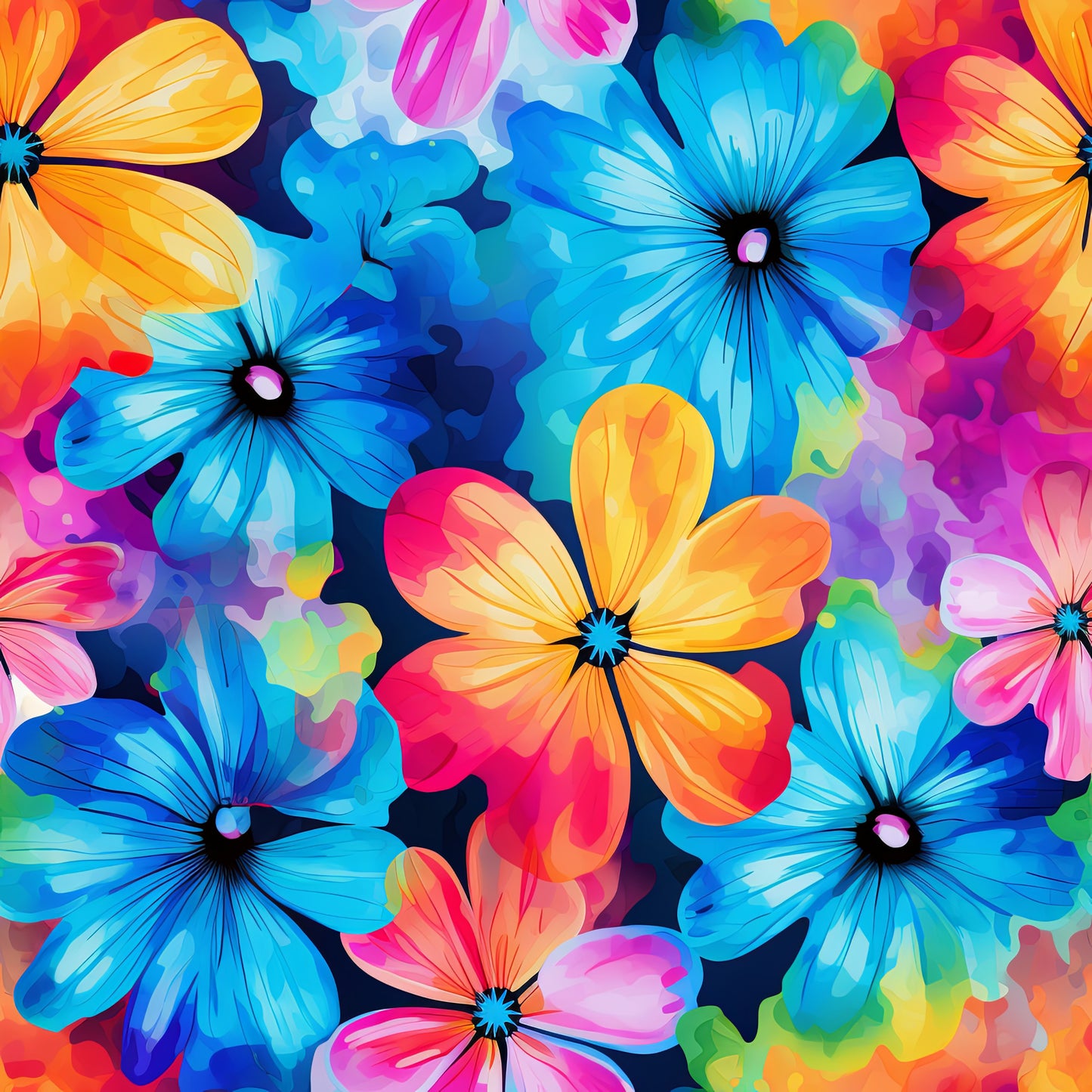 TIE DYE FLOWERS VINYL - MULTIPLE VARIATIONS