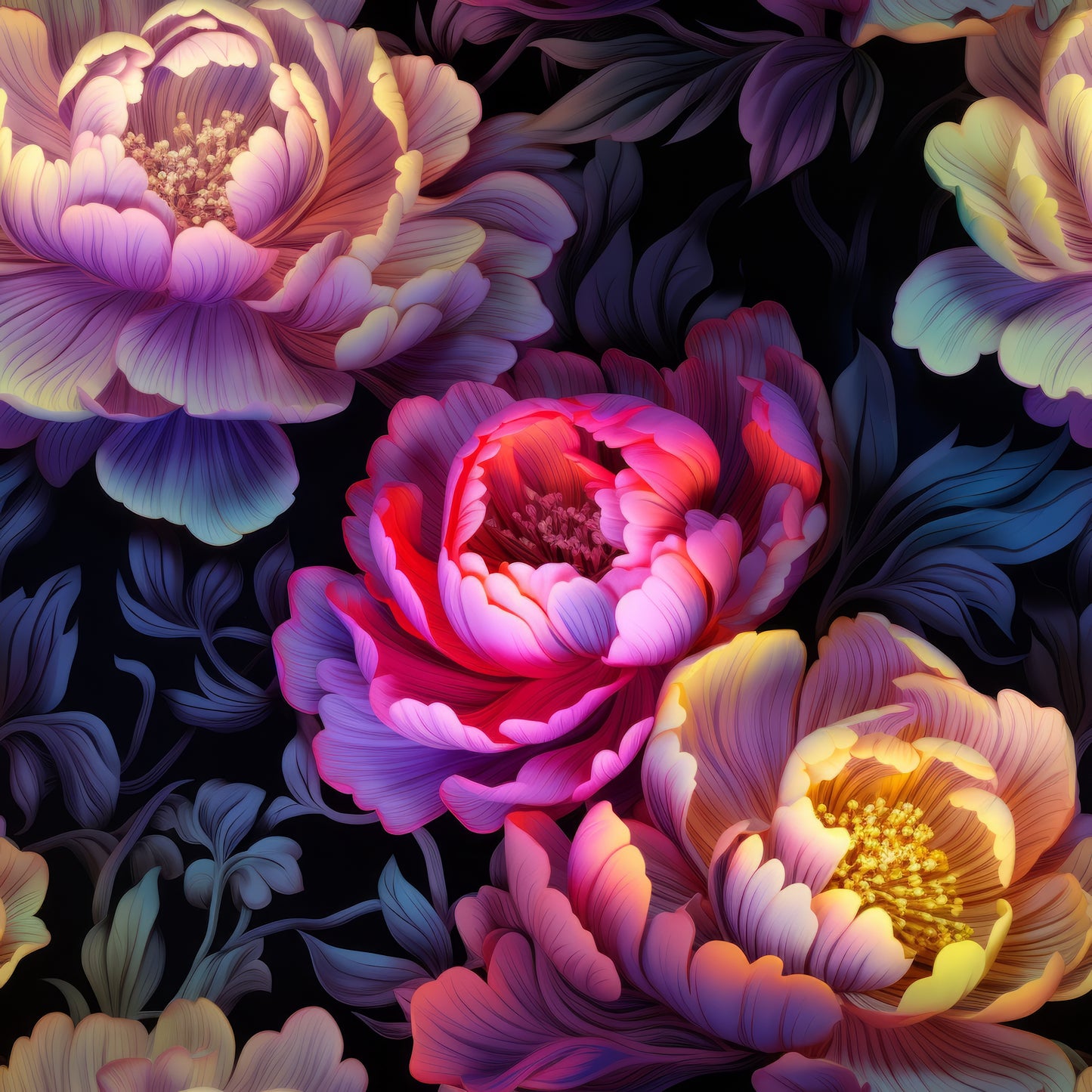 NEON PEONIES - MULTIPLE VARIATIONS