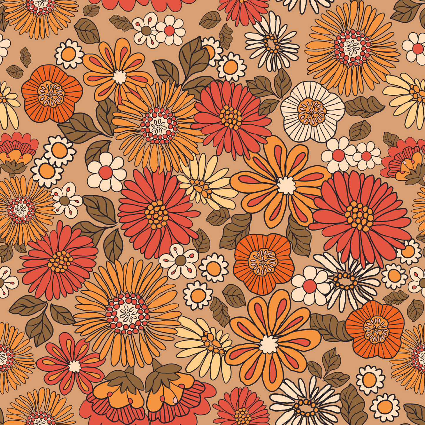 GROOVY FLOWERS PATTERN VINYL - MULTIPLE VARIATIONS