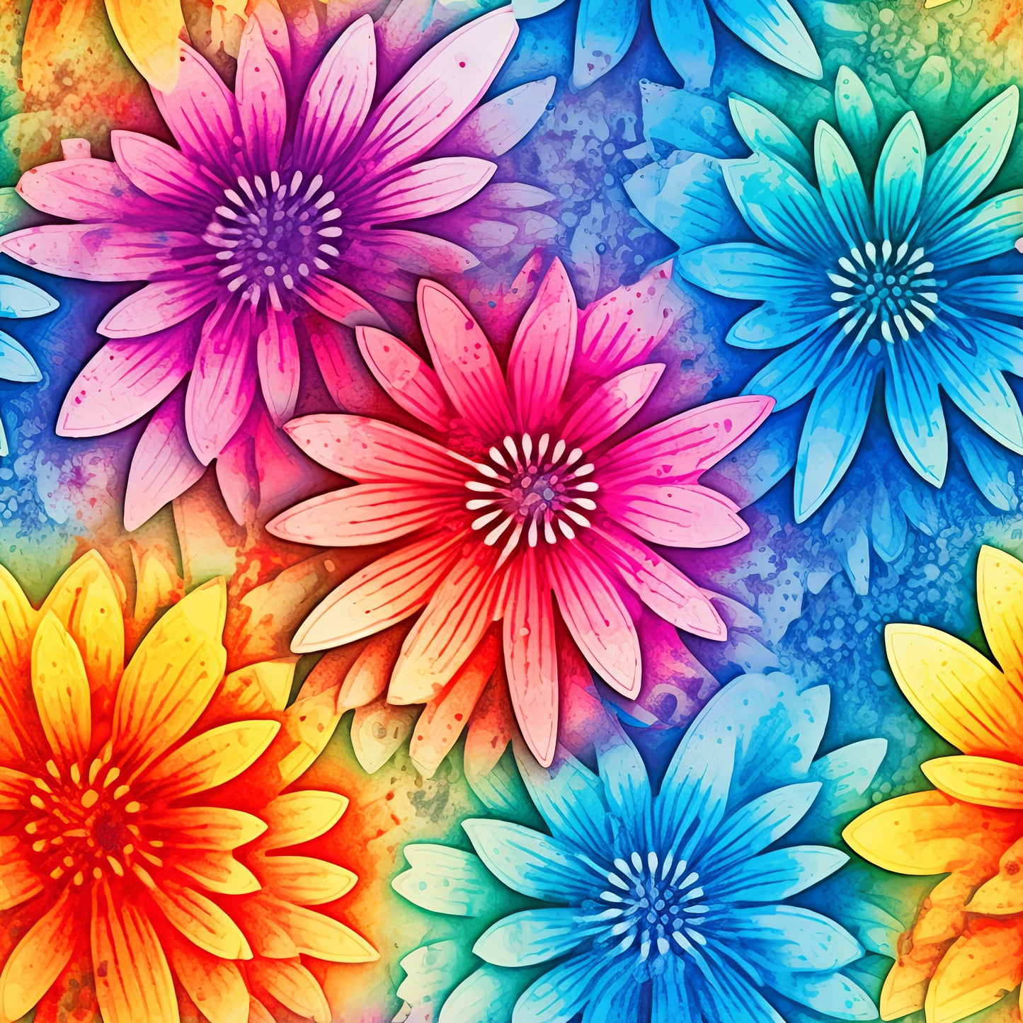 TIE DYE FLOWERS VINYL - MULTIPLE VARIATIONS
