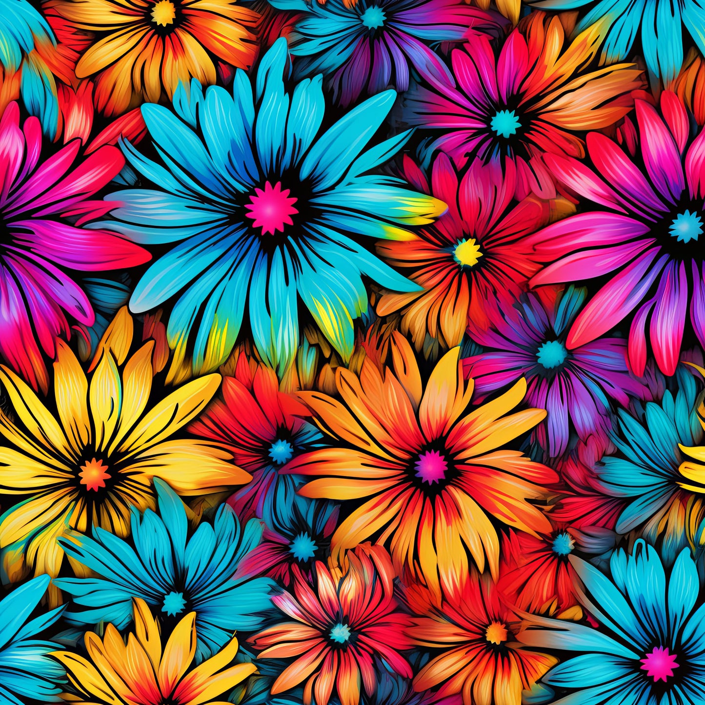 TIE DYE FLOWERS VINYL - MULTIPLE VARIATIONS