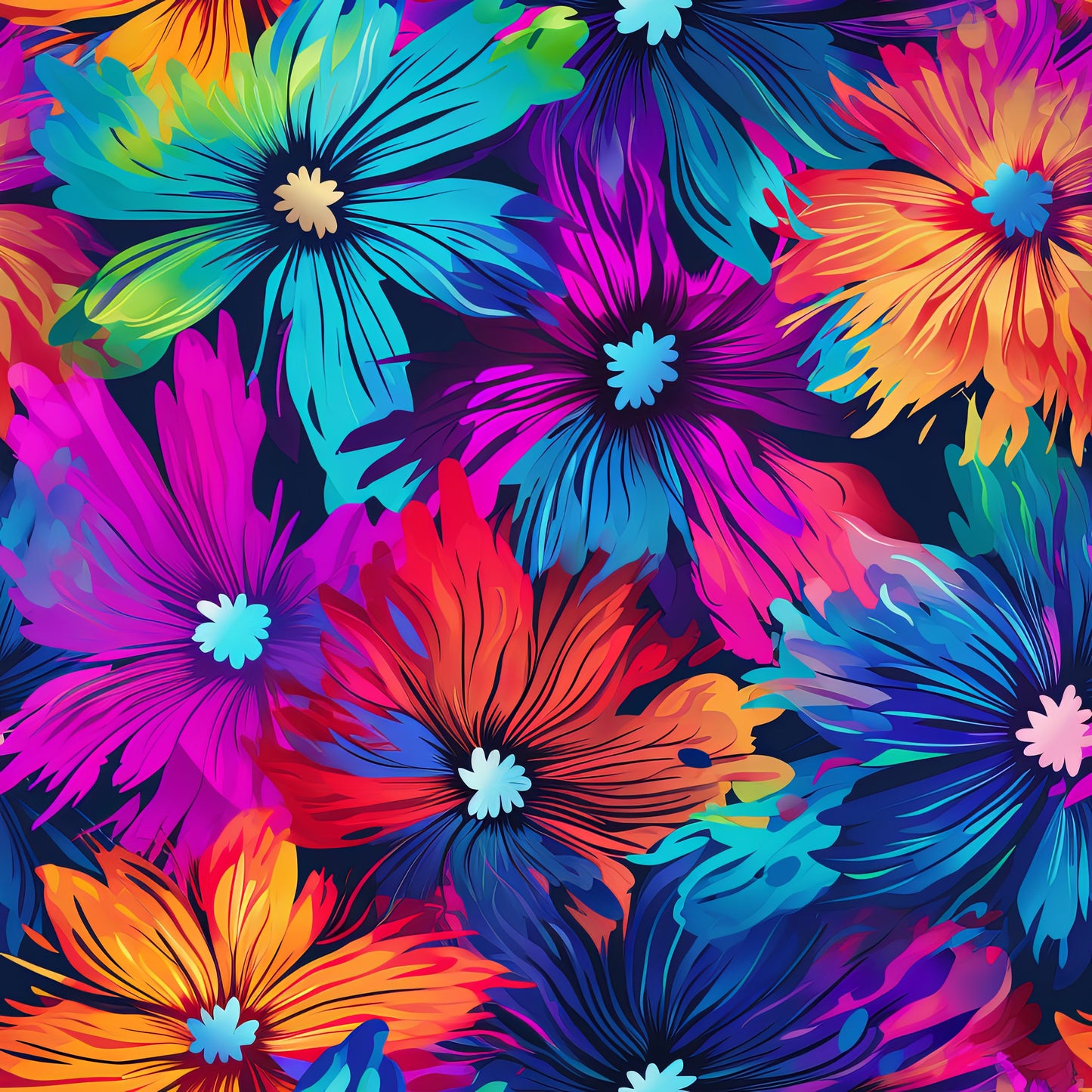 TIE DYE FLOWERS VINYL - MULTIPLE VARIATIONS