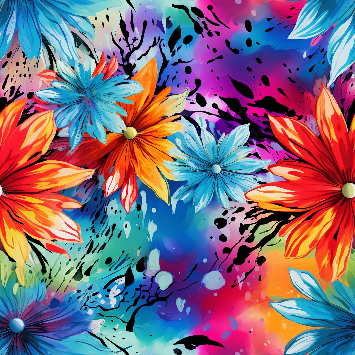 TIE DYE FLOWERS VINYL - MULTIPLE VARIATIONS