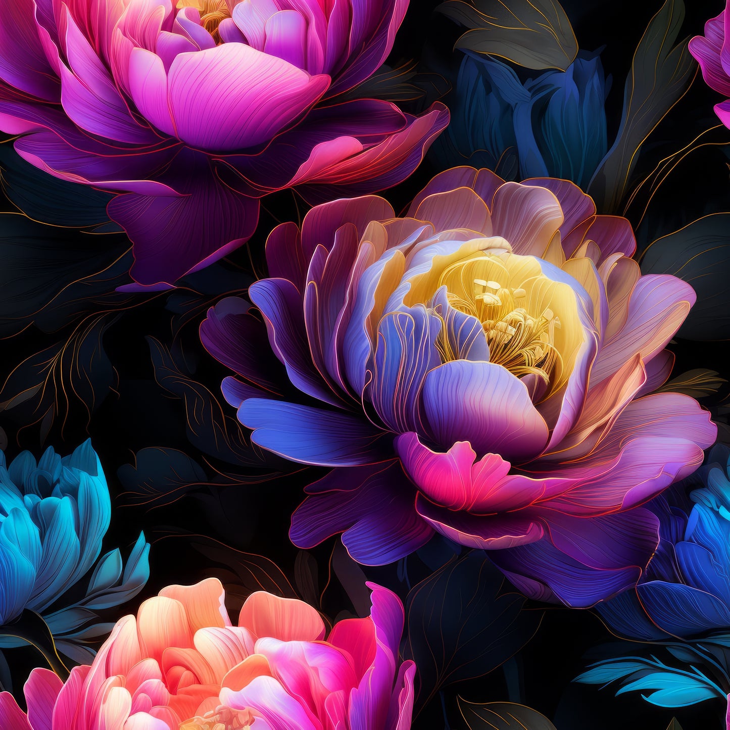 NEON PEONIES - MULTIPLE VARIATIONS