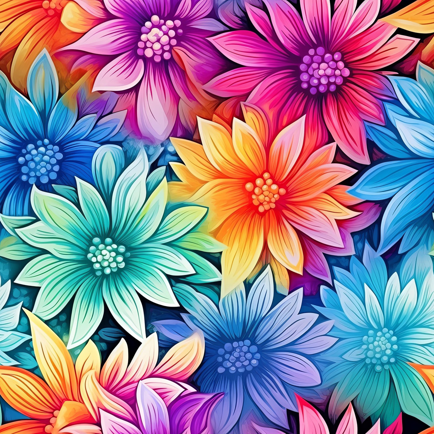 TIE DYE FLOWERS VINYL - MULTIPLE VARIATIONS